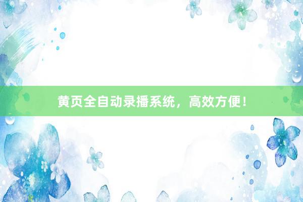 黄页全自动录播系统，高效方便！